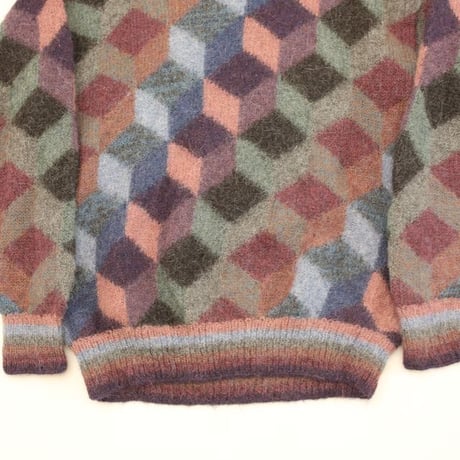 Geometric Pattern Alpaca 100% Knit Sweater