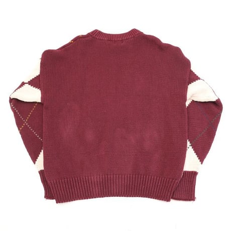 Argyle Pattern Ramie Cotton Knit Sweater