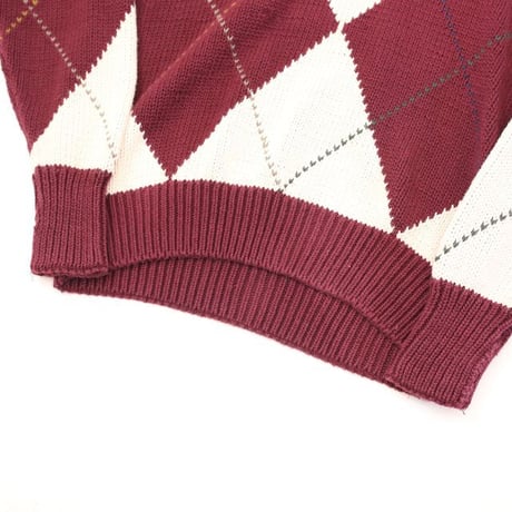 Argyle Pattern Ramie Cotton Knit Sweater