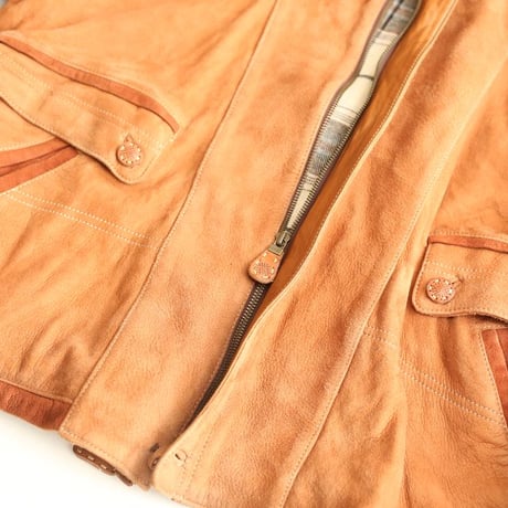Suede Leather Design Jacket Made in SPAIN Loose Silhouette