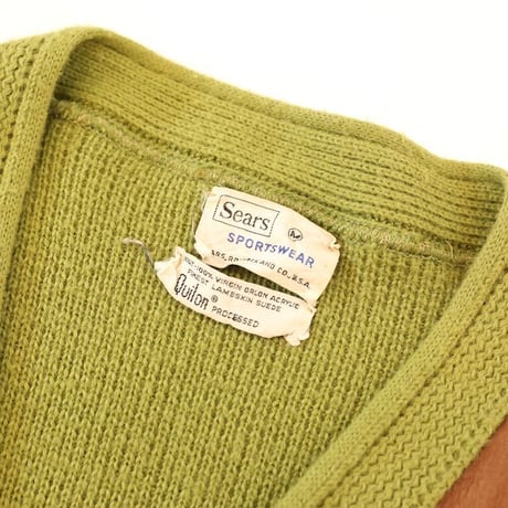 60's Sears Knit × Lambskin Suede Cardigan