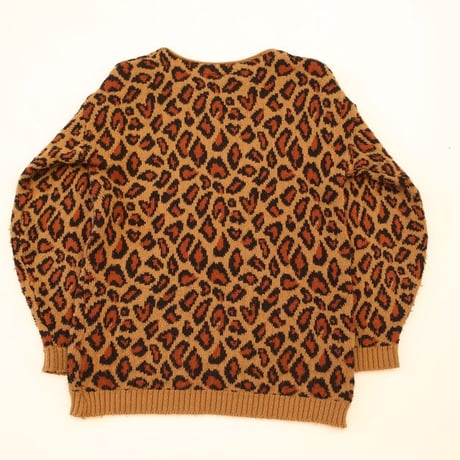 Leopard Pattern Knit Sweater MADE IN USA