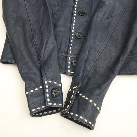 Stitch Design Leather Trucker Jacket