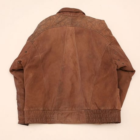 Patchwork Design Brown Leather Jacket