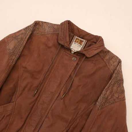 Patchwork Design Brown Leather Jacket