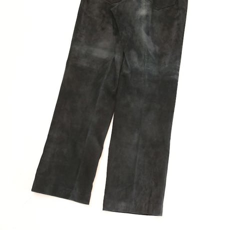 Black Suede Leather Slim Pants