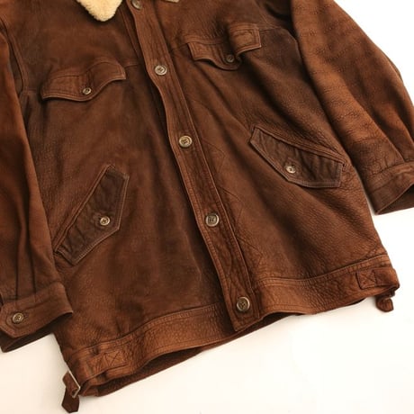 Vintage Suede Leather Boa Jacket