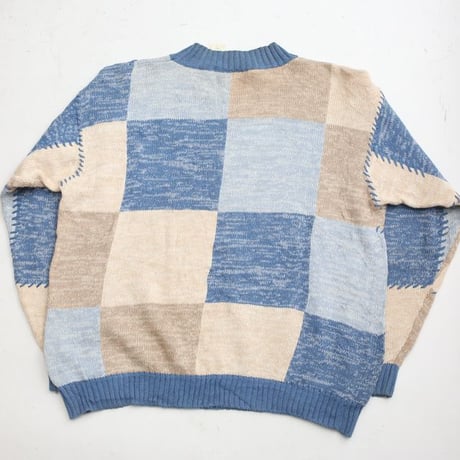 Janzen Patchwork Design Cotton Ramie Knit Sweater