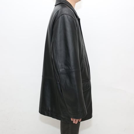 Black Lamb Leather Half Coat