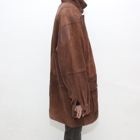 Brown Leather Half Coat
