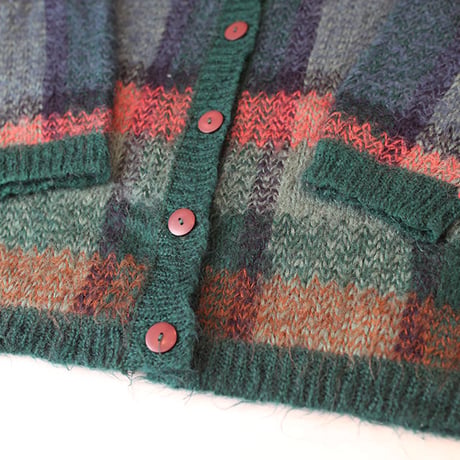 Mohair Check Knit Cardigan  