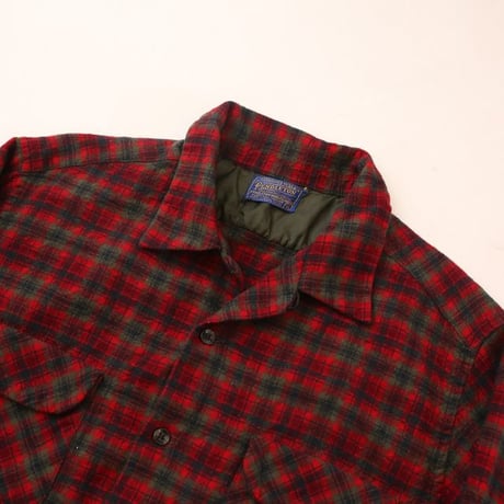 60's Pendleton Open Collar Wool Checked L/S Shirt