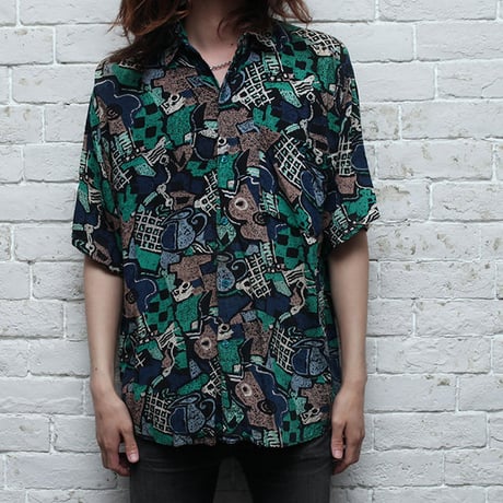 レーヨン 総柄シャツ Rayon S/S Shirt