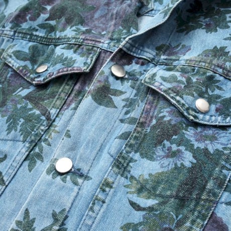 Flower Pattern Denim Trucker Jacket