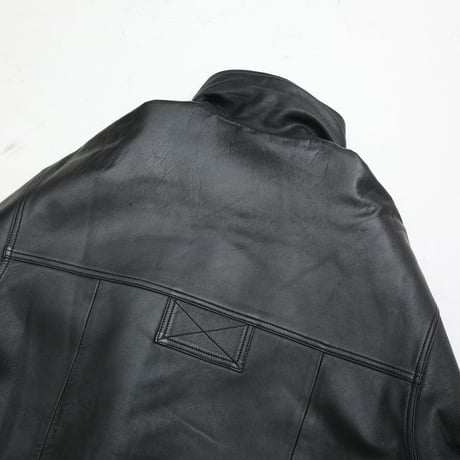 Stand up Collar Black Leather Jacket