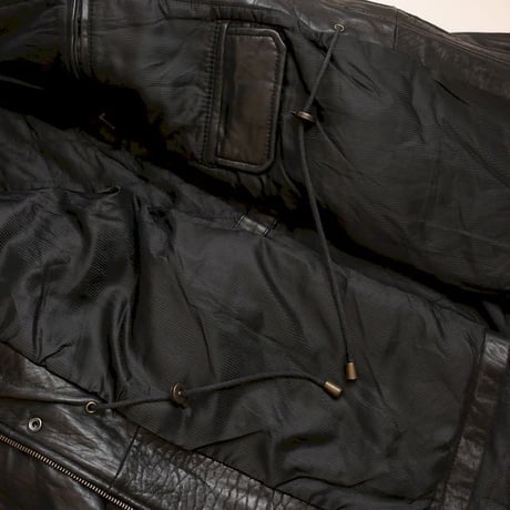 Bostonian Stand Collared Black Lamb Leather Coat