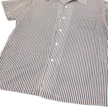 Striped Pattern Open Collar S/S Shirt