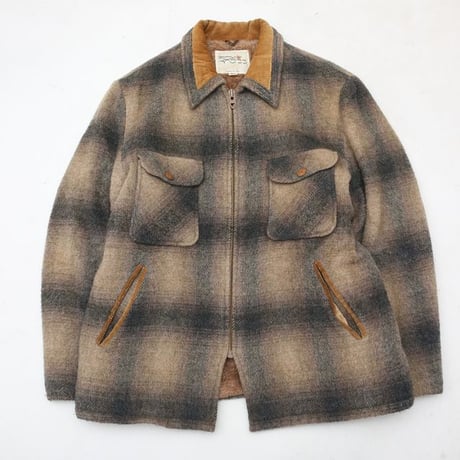 80s Fox Knapp Checked Wool Boa Jacket