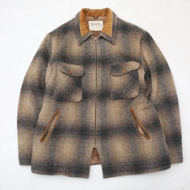 80s Fox Knapp Checked Wool Boa Jacket | Strato