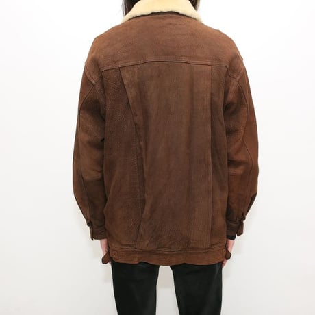 Vintage Suede Leather Boa Jacket