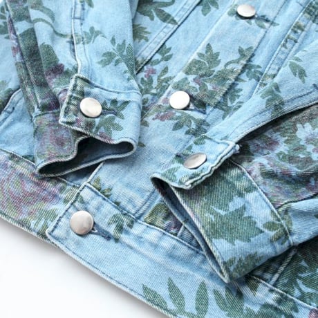 Flower Pattern Denim Trucker Jacket