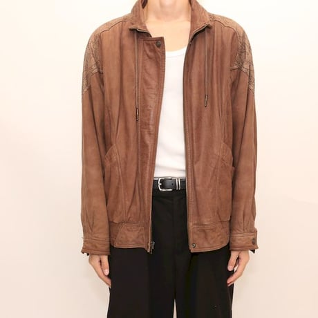 Patchwork Design Brown Leather Jacket