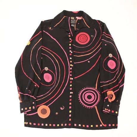 Space Pattern Open Collar Silk L/S Shirt