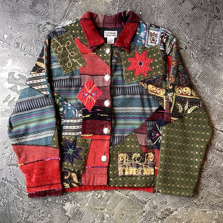 Multi Fabric Patchwork Design Jacket