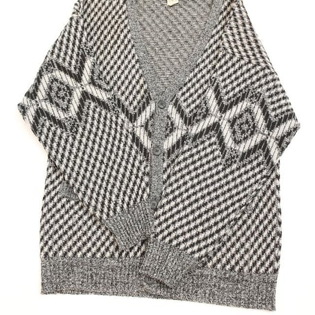 Geometric Pattern Acryl Knit Cardigan "MADE IN JUGOSLAVIJA"