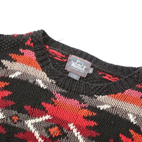 Woolrich Native Pattern Ramie Cotton Hand Knit Sweater