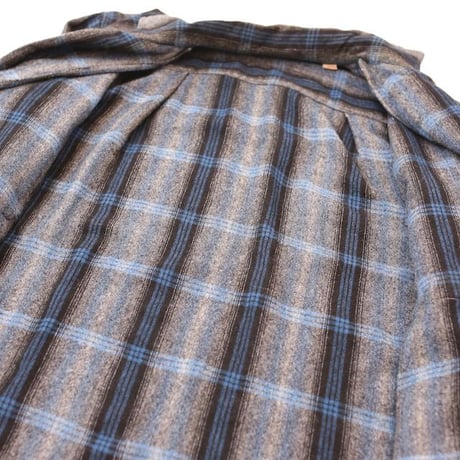 60's Open Collared Check Wool L/S Shirt