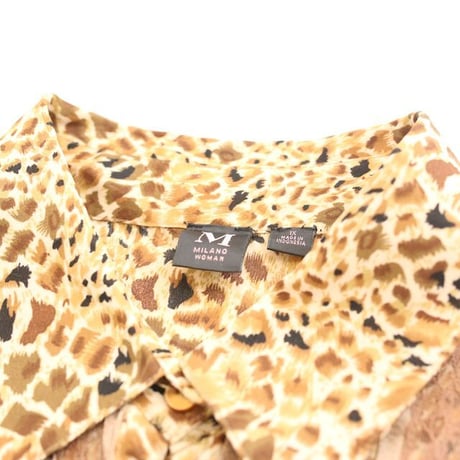 Lace & Fringe Design Animal Pattern L/S Shirt