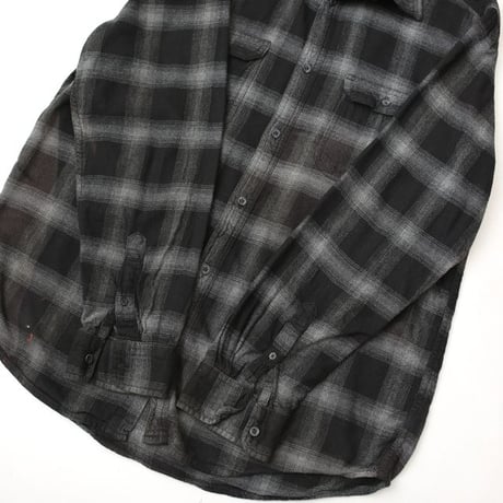Ombre Plaid Flannel Shirt "Black × Gray"