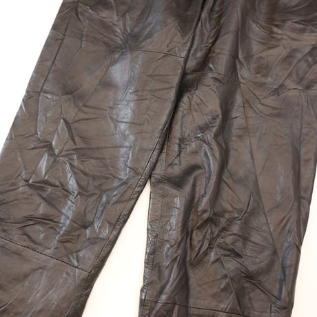 1tuck Black Leather Pants