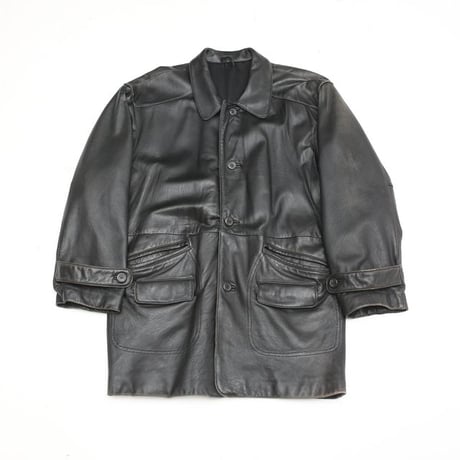 Black Lamb Leather Half Coat