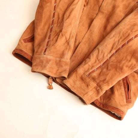 Suede Leather Design Jacket Made in SPAIN Loose Silhouette