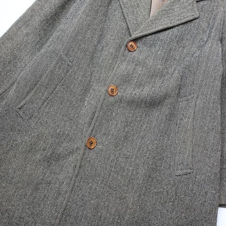 Herringbone Tweed Wool Coat