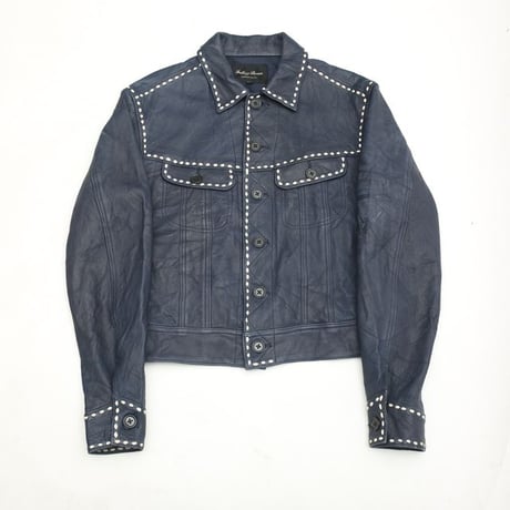 Stitch Design Leather Trucker Jacket