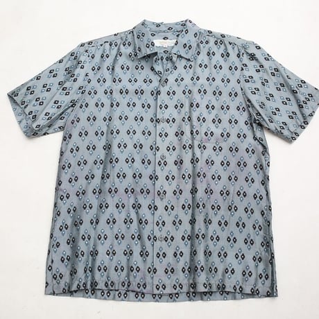 Vintage Patterned Open Collar Silk S/S Shirt