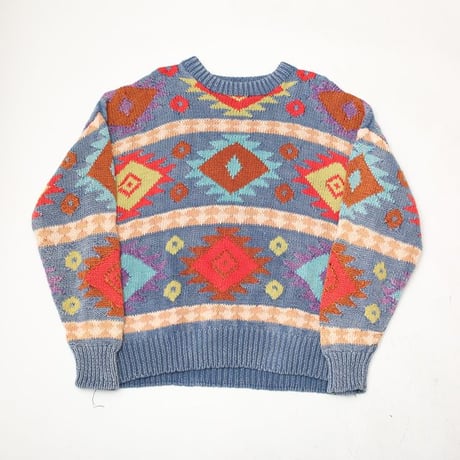 Native Pattern Ramie × Cotton Knit Sweater