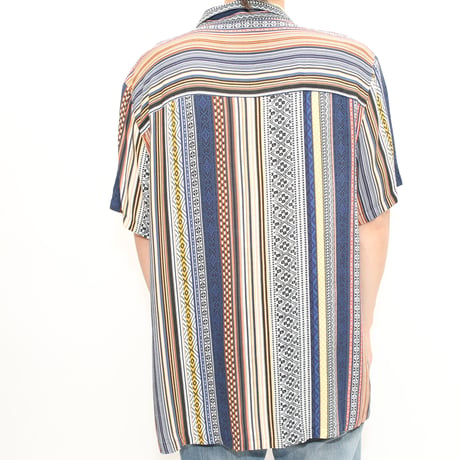 Stripe Pattern Viscose S/S Shirt