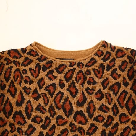 Leopard Pattern Knit Sweater MADE IN USA