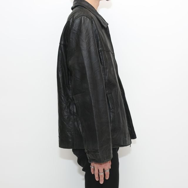 dockers ドッカーズ　レザー　ジャケット 90s DOCKERS ドッカーズ 高品質 ラム レザー ジャケット 黒 L