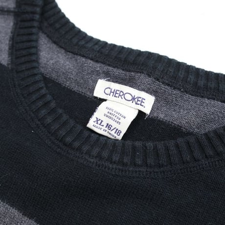 Cotton Border Kint Sweater
