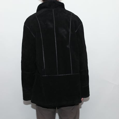 Black Suede Boa Coat