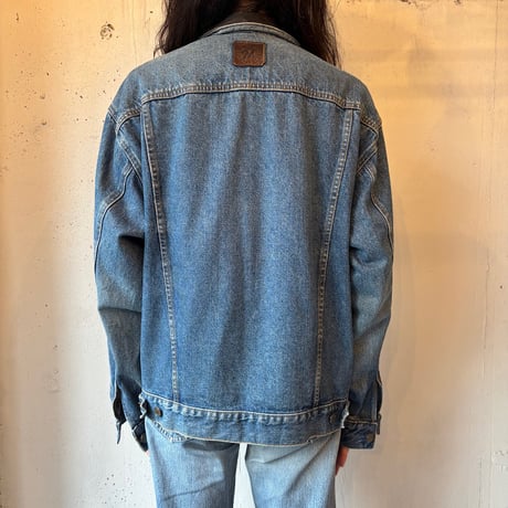 Marlboro Leather Collared Denim Jacket Loose Silhouette