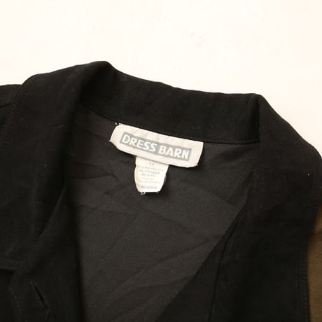 Patchwork Design Open Collar Fake Suede L/S Shirt