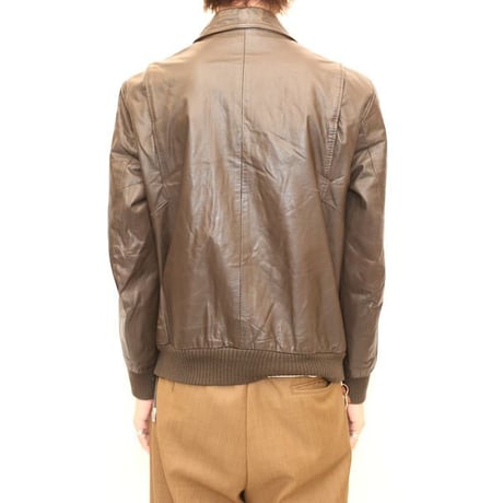Rib Leather Jacket Brown