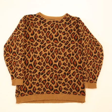 Leopard Pattern Knit Sweater MADE IN USA