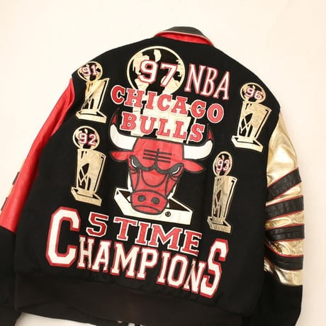 90s JH Design Chicago Bulls 5Time Champion Memorial Jacket